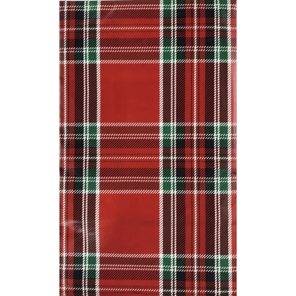 Holiday Christmas Tablecloth 52in X 90in Red Green Oblong Vinyl - Picture 4 of 5